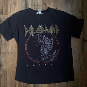H&M Black Graphic Tee - Def Leppard Design